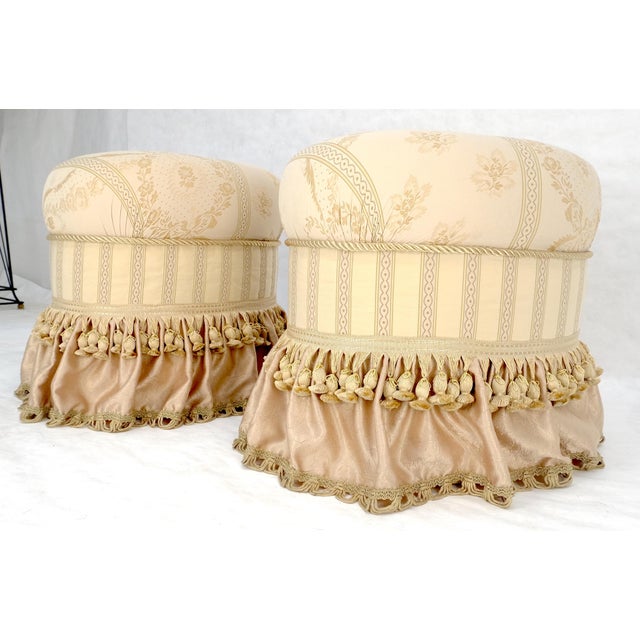 Pair Decorative Upholstery w/ Tassels Oval Benches Ottomans Foot Stools MINT For Sale - Image 11 of 11