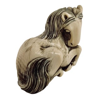 Antique Japanese Netsuke of a Recumbent Horse For Sale