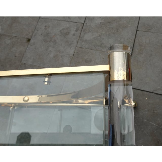 Large Gilded Brass, Glass and Acrylic Glass Bar Cart, 1970s For Sale - Image 11 of 12