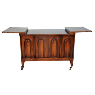 Mid Century modern Walnut Flip Top Bar Cabinet For Sale