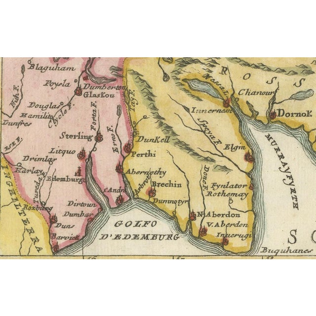 Black Antique Map of Scotland by Coronelli, 1690 For Sale - Image 8 of 10