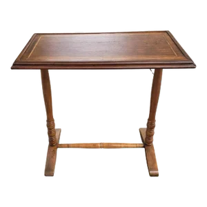 Vintage Maple, Mahogany and Satinwood Inlays Small Trestle Side Table