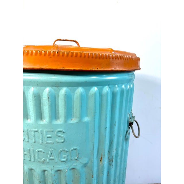 A rare and authentic piece of Chicago municipal history. This industrial metal trash can dates to the 1960s "Model Cities"...