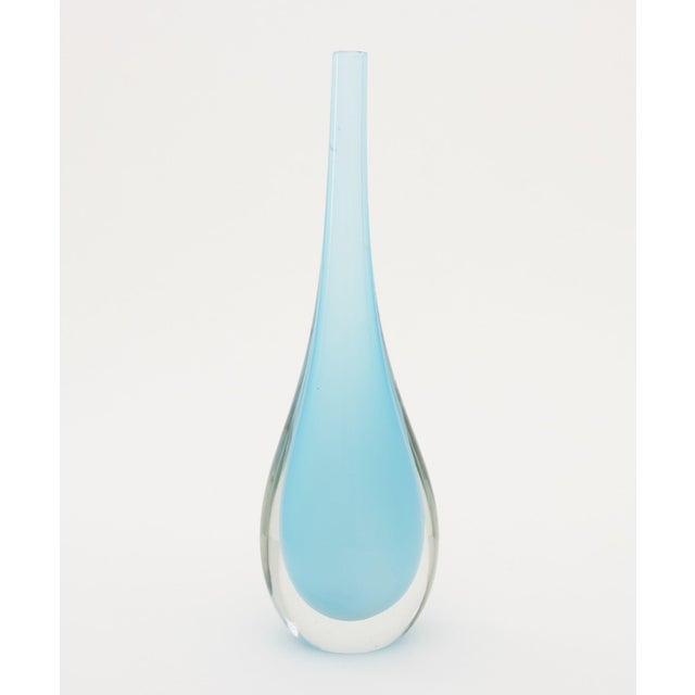 Late 20th Century Murano Sommerso Light Blue Bottle Neck Vase For Sale - Image 5 of 8