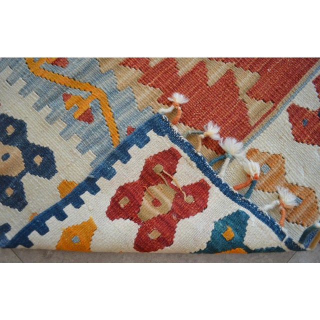 1980s 1980s Hand Woven Oushak Kilim Flat Weave Wool Area Rug For Sale - Image 5 of 7