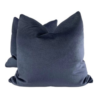 Mohair in Slate 22" Pillows-A Pair For Sale
