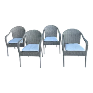 Frontgate Curved Back Stacking Outdoor Dining Chairs - Set of 8