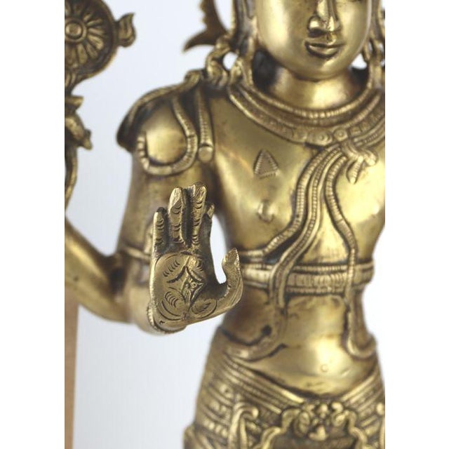 Metal Early 20th Century South Indian Brass Bronze Statue Vishnu Metal Heavy Large Antique For Sale - Image 7 of 13