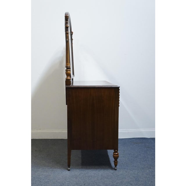 Berkey & Gay Solid Walnut French Provincial 50" Dresser W. Vanity Mirror For Sale - Image 11 of 11
