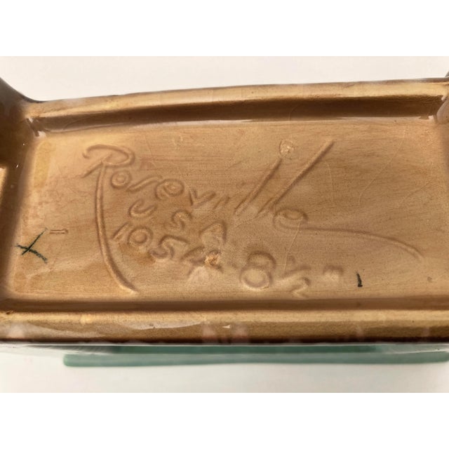 Roseville Artwood 1951 Vintage Mid Century Modern Pottery Green Planter 1054-8 For Sale - Image 9 of 10