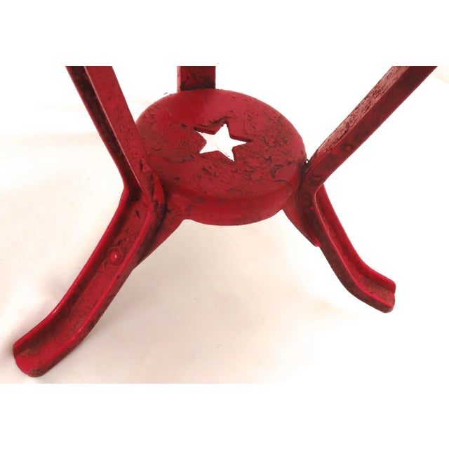 Antique American Steel & Wrougt Iron Folk Art Painted Dairy Farm Milking Stool For Sale - Image 9 of 13