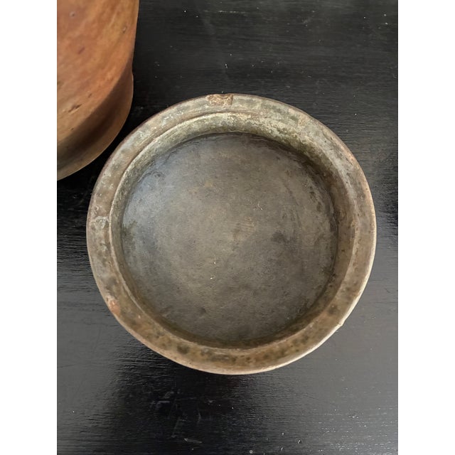 Sky Blue Vintage Blue Gray Indian Pot on Custom Ring For Sale - Image 8 of 11