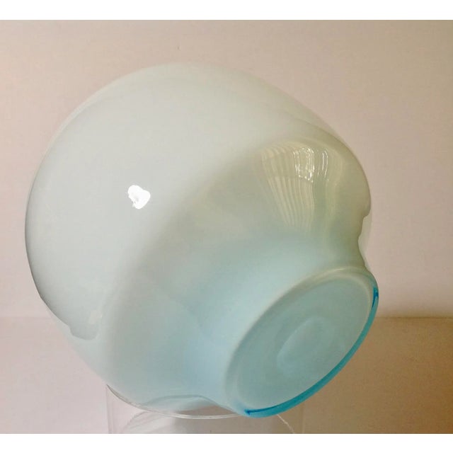 1970s Cased Glass White With Tourquoise Vase For Sale - Image 4 of 8