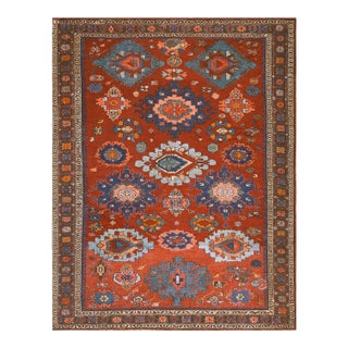 1890s Colorful Geometric Tribal Antique Caucasian Soumak Rug 4'10" X 6'0" Handknotted Wool Carpet For Sale