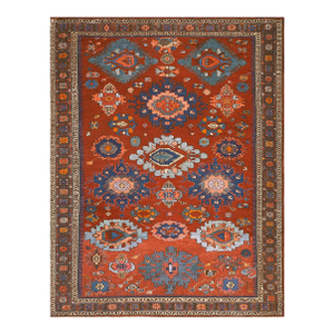 1890s Colorful Geometric Tribal Antique Caucasian Soumak Rug 4'10" X 6'0" Handknotted Wool Carpet