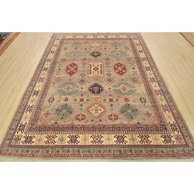 Farmhouse Kazak Rug 8’1” X 10’2” Gray Wool Tribal Hand-Knotted Oriental Carpet For Sale - Image 3 of 14
