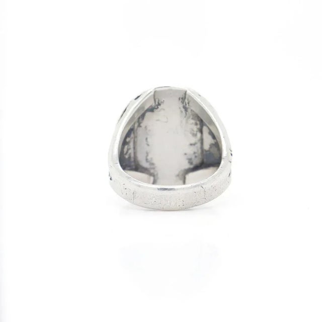 Metal Vintage Southwestern Navajo Sterling Silver and Turquoise Cabochon Ring For Sale - Image 7 of 12