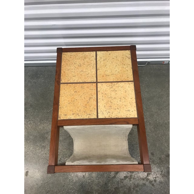 1980s 1980s Danish Teak and Tile Magazine Rack Side Table . For Sale - Image 5 of 13