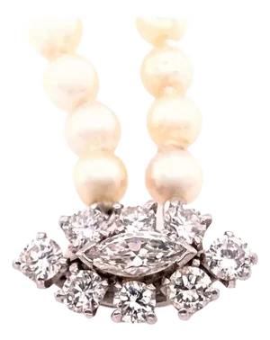 Double Strand Cultured Pearl & Diamond Bracelet, Large Diamond Pendant 1.20 Tdw