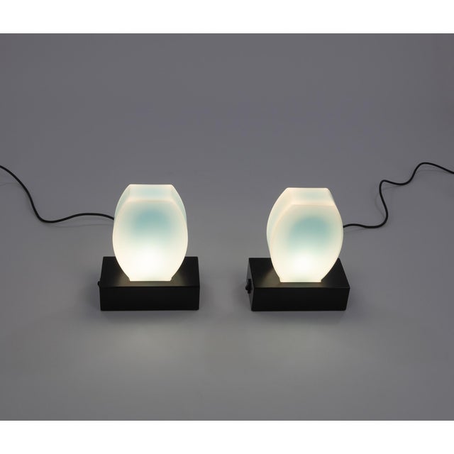 Mid-Century Modern Dorane Blue Table Lamps by Ettore Sottsass for Stilnovo, 1970s, Set of 2 For Sale - Image 3 of 8