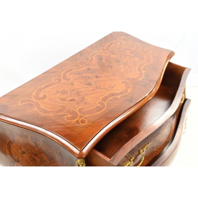 French Bombe Chest of Drawers with Marquetry Inlay For Sale - Image 10 of 11
