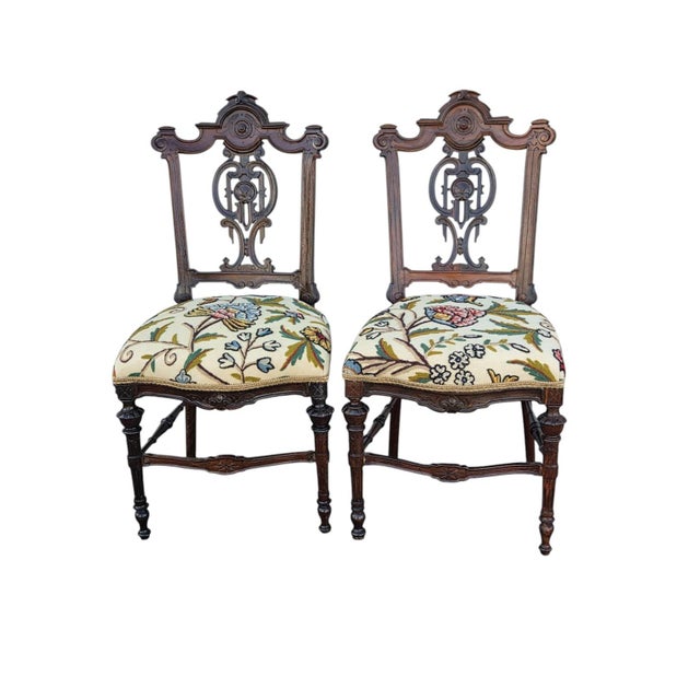 Brown Pair of 19th Century Rosewood Princess Chairs Heavily Carved Detail Rosewood. For Sale - Image 8 of 8