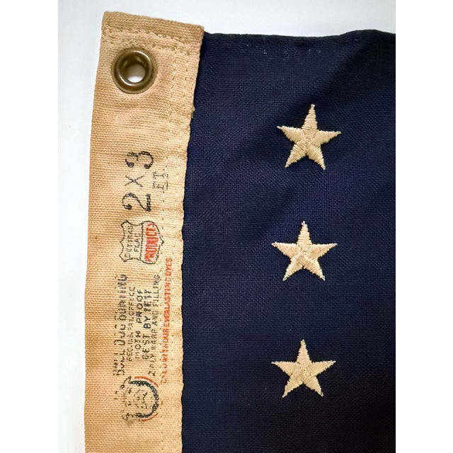 Genuine 48 star American flag which was in use from 1912-1959. Bull Dog brand cotton flag has sewn stripes and embroidered...