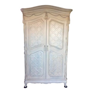 Vintage White Armoire, Shabby Chic Wardrobe, Harden Furniture For Sale
