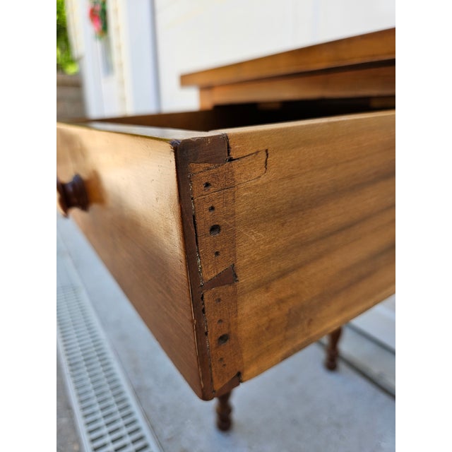 Antique Primitive Side Table With Drawer and Turned Legs For Sale - Image 9 of 11