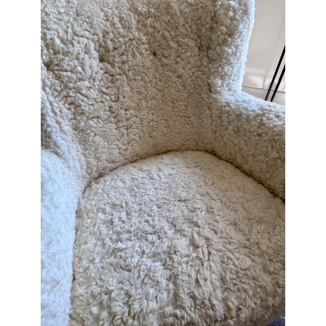 2020s Maiden Home Perry Chair — Ivory Shearling / Charcoal Maple For Sale - Image 5 of 6