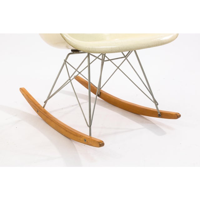 Plastic Vintage Charles & Ray Eames for Herman Miller Rar Fiberglass Shell Rocking Chair For Sale - Image 7 of 9