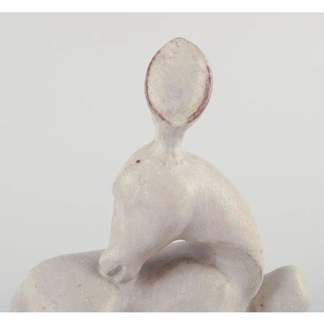 Mid-Century Modern Glazed Ceramic Sculpture of a Fawn from Arne Bang For Sale - Image 3 of 9
