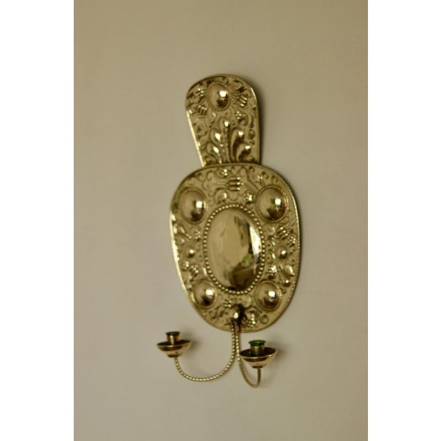 Large Mid-Century Swedish Baroque Style Brass Sconces, Set of 2 For Sale - Image 18 of 18
