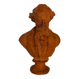 Antique Terracotta Bust Charles Dickens For Sale