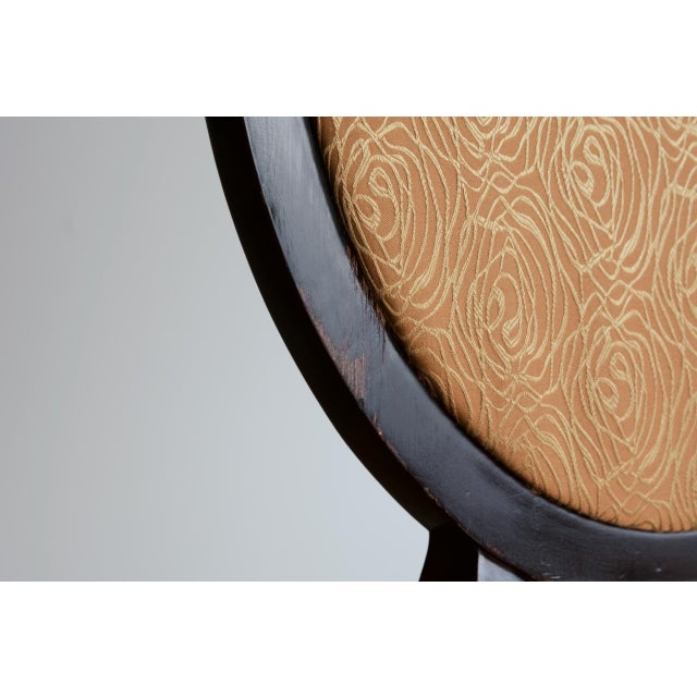 Brown Pair of Barbara Barry for Baker Oval X-Back Side Chairs With Umber Gold Floral Fabric, Late 20th Century For Sale - Image 8 of 8