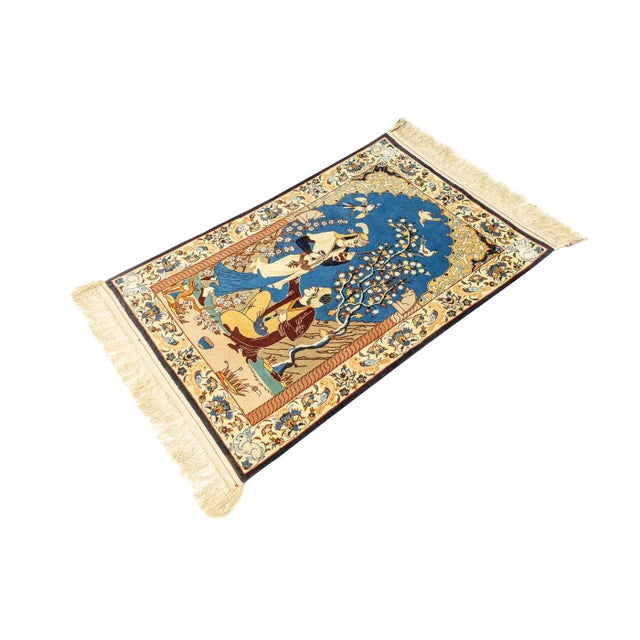 Isfahan Rug from the 1960s. The wool used, the so-called Korkwollen, is shorn at the neck of the lamb. It makes it...