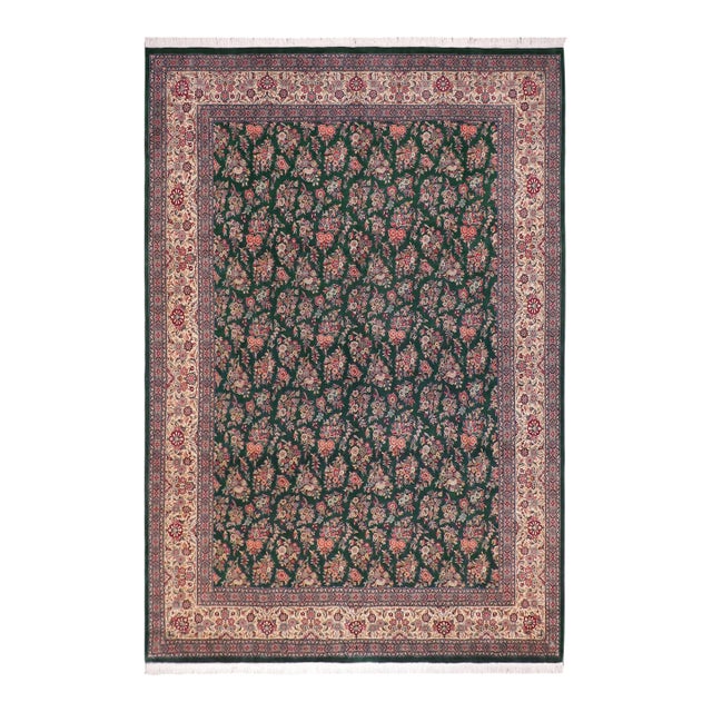 Rich 1990's Pak-Persian Green/Green Wool Rug - 9'0'' X 13'0'' For Sale