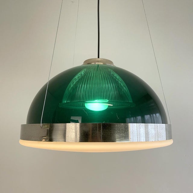 Chandelier in Green Acrylic Glass Pendant Lamp, 1960s For Sale - Image 14 of 14