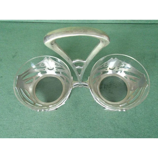 Antique Pewter & Crystal Glass Double Bowls from Bingit Zinn For Sale - Image 11 of 18