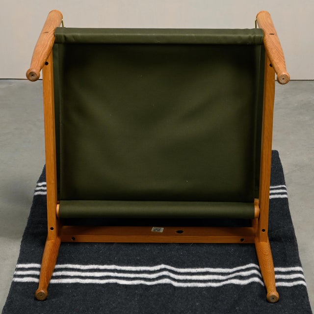 Vintage Danish Safari Chairs in Oak and Forest Green Canvas Fabric by Erik Wørts, 1970s, Set of 2 For Sale - Image 13 of 18