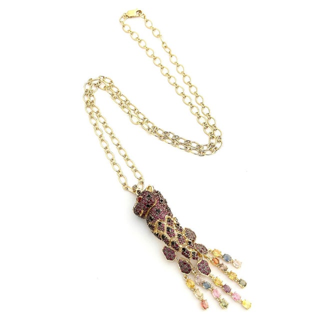 Not Yet Made - Made To Order Bochic “Capri” Ruby & Fancy Multi Color Sapphires Necklace Set in 18K & Silver For Sale - Image 5 of 7
