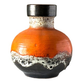 Mid-Century West German Pottery Carstens Tönnieshof Fat Lava Vase For Sale