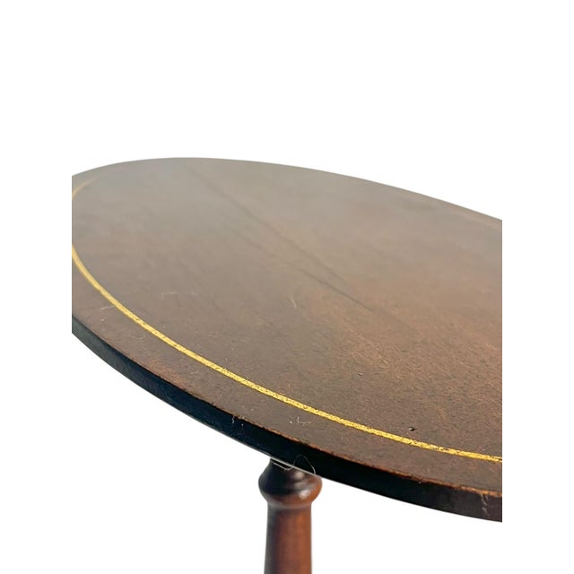 Vintage English Georgian Style Banded Mahogany Tilt Top Candlestick Table For Sale - Image 15 of 15