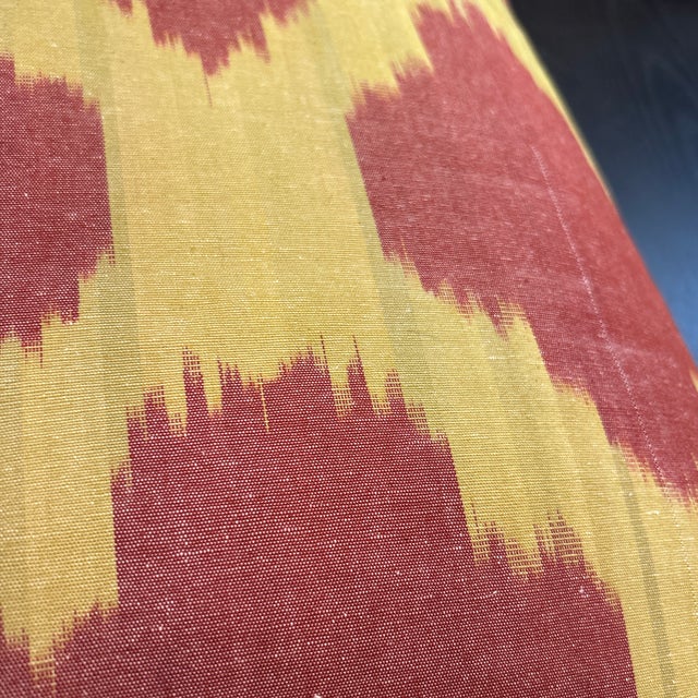 Silk Hand Embroiderd Suzani and Ikat Hand Dyed Pillow For Sale - Image 9 of 10