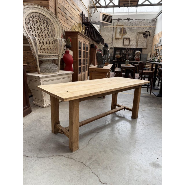 Mid‑20th Century Oak Farm Table For Sale - Image 10 of 10
