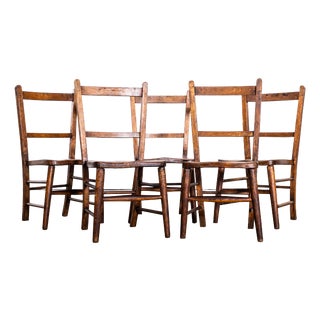 English Ash and Elm Childrens Chapel Chairs, 1940s, Set of 5 For Sale