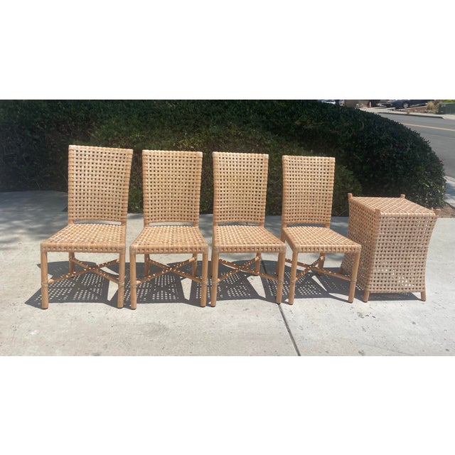 Authentic McGuire Antalya Laced Rawhide Dining Table & 4 Chairs For Sale In San Diego - Image 6 of 14