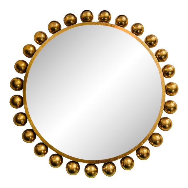 Modern Gold Ball Round Wall Mirror For Sale