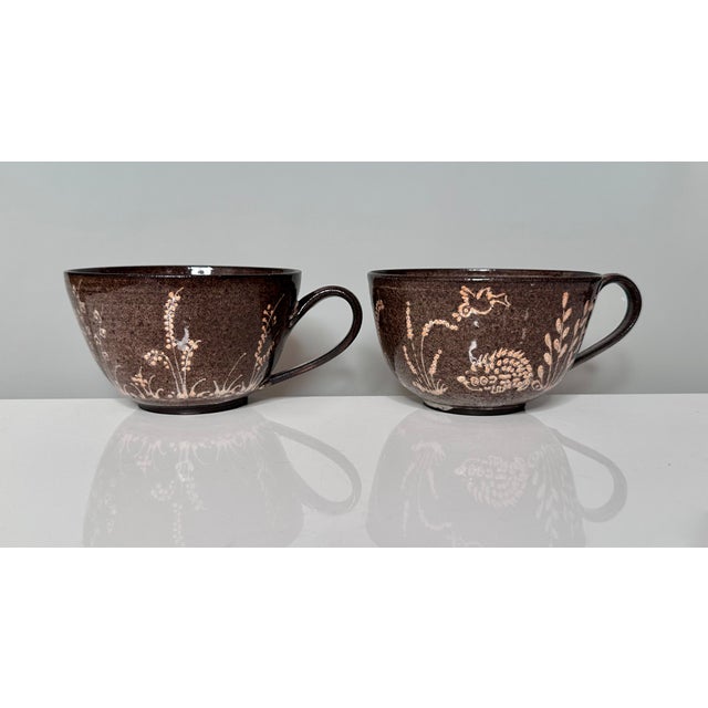 Studio Ceramic Cups with Plant and Animal Decor from Elli & Walter Serocka, Germany, 1970s, Set of 2 For Sale - Image 11 of 15