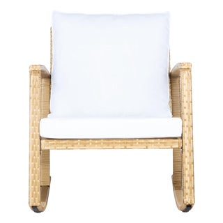 Daire Rocking Chair, Natural/White Cushion For Sale